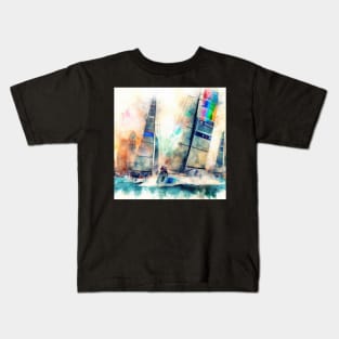 Abstract looking illustration of a sailboat race Kids T-Shirt